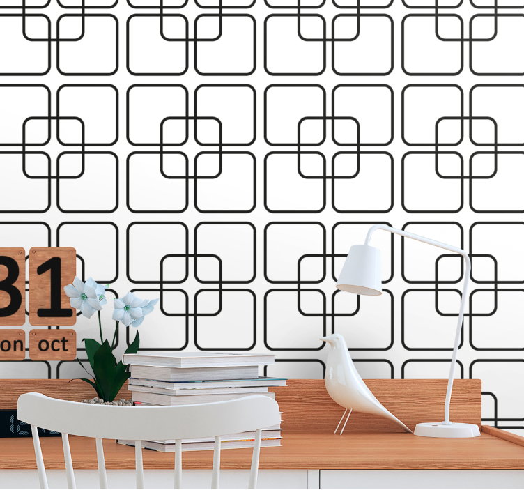 Interlocking Squares geometric wallpaper - TenStickers