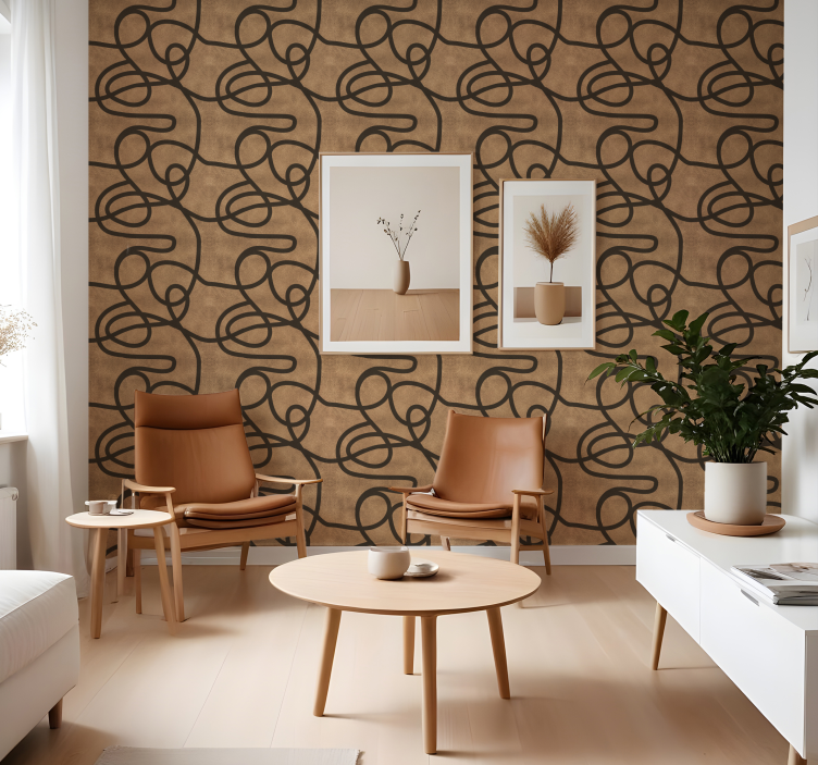 Irregular brown lines modern wallpaper - TenStickers