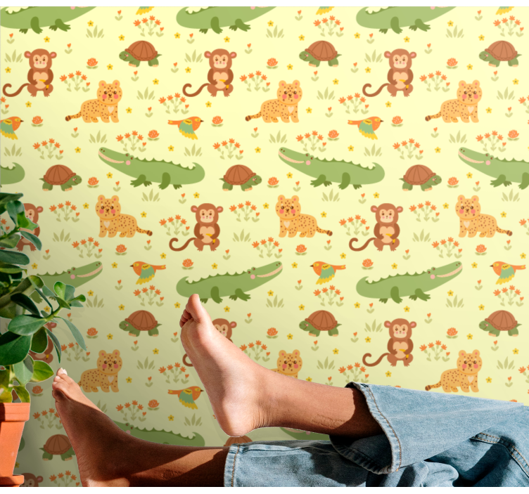 Jungle Fauna Motif animal wallpaper - TenStickers