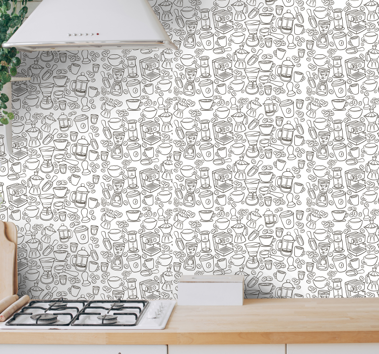 Kitchen Iconography rustic wallpaper - TenStickers