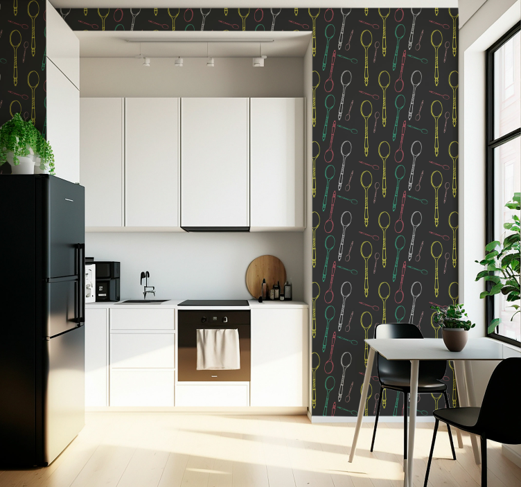 Kitchen wallpaper with multicolored spoons - TenStickers