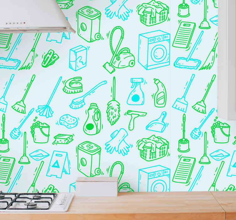 Laundry dry cleaning icons wallpaper - TenStickers