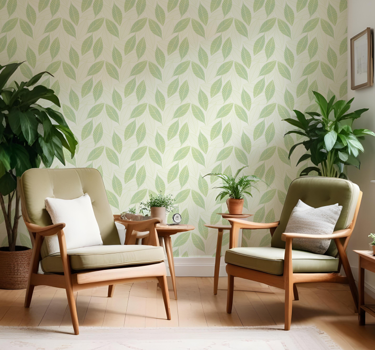Leafy Ambiance leaf wallpaper - TenStickers