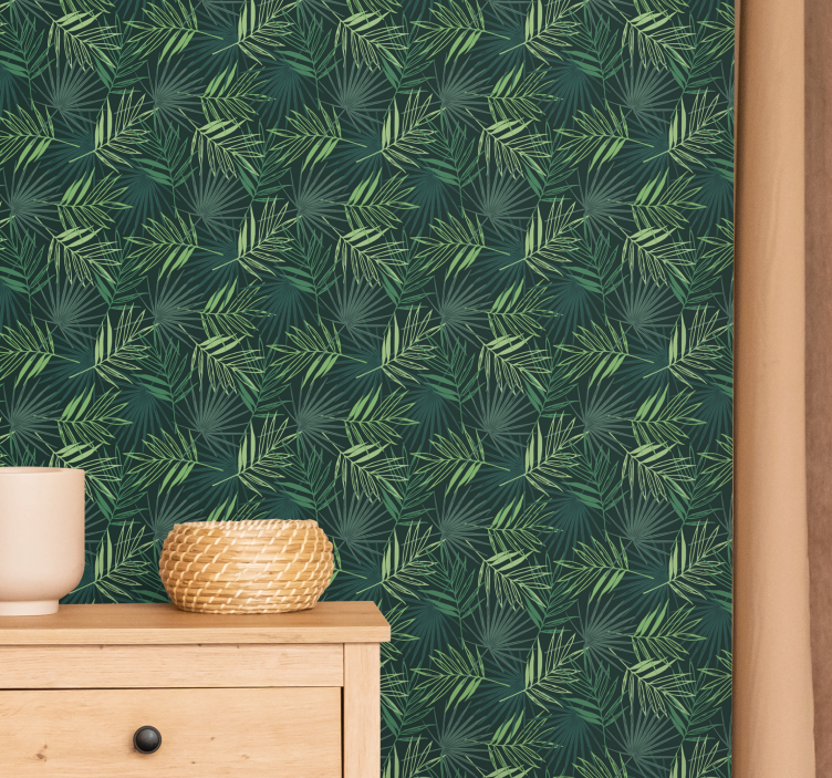 Realistic green pattern leaf wallpaper - TenStickers