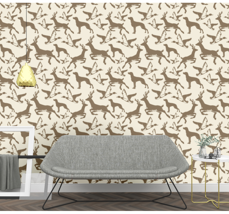 Leaping Deer Pattern animal wallpaper - TenStickers