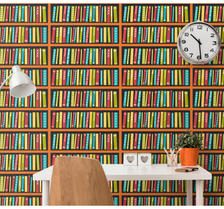 Library Bookshelf letters wallpaper - TenStickers