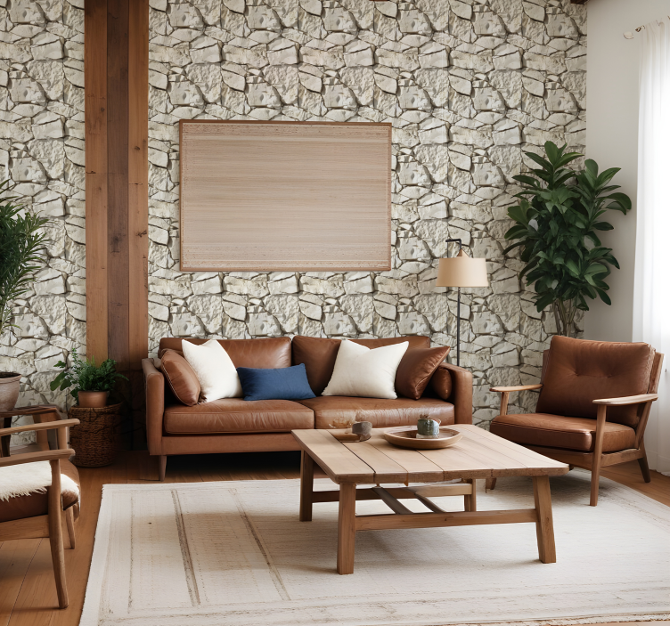 Light beige stone effect wallpaper - TenStickers