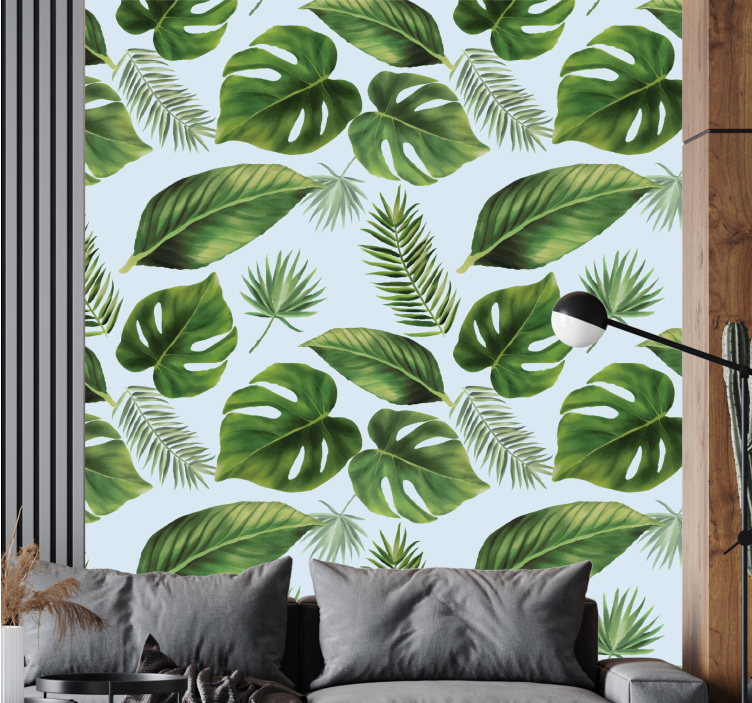 Lush green foliage leaf wallpaper - TenStickers