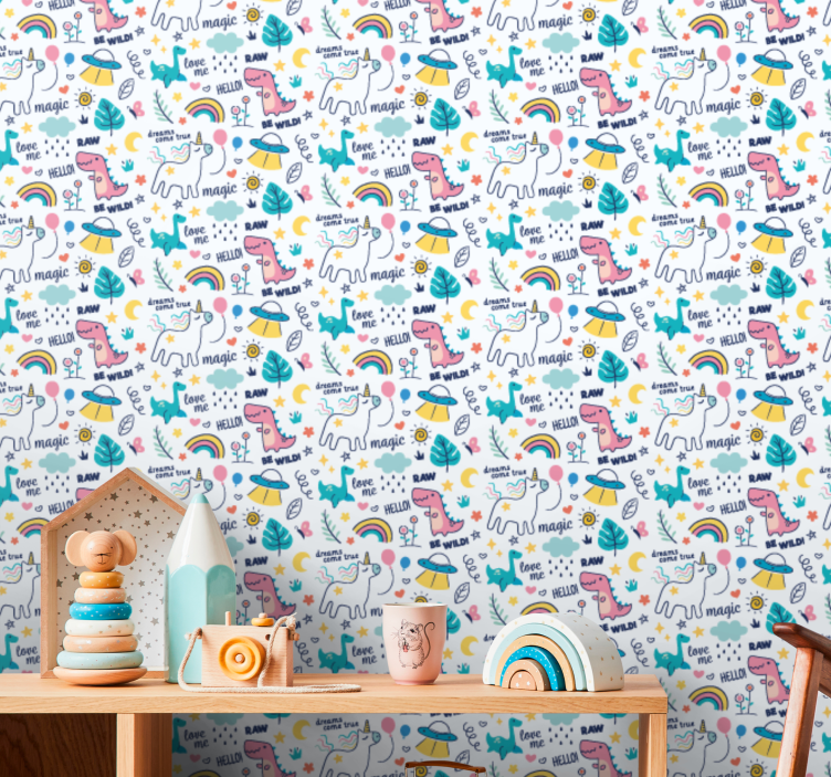 Magical Creatures Pattern butterfly wallpaper - TenStickers