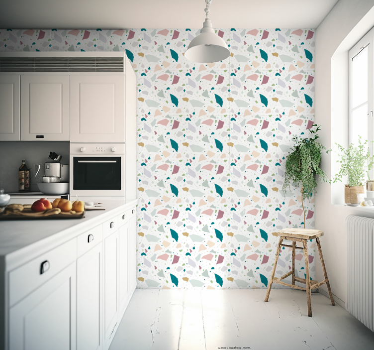 Mediterranean terrazzo pattern wallpaper - TenStickers