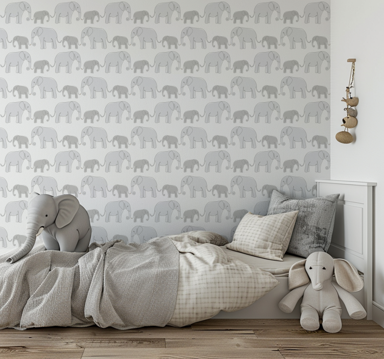Minimalist elephants kids wallpaper - TenStickers