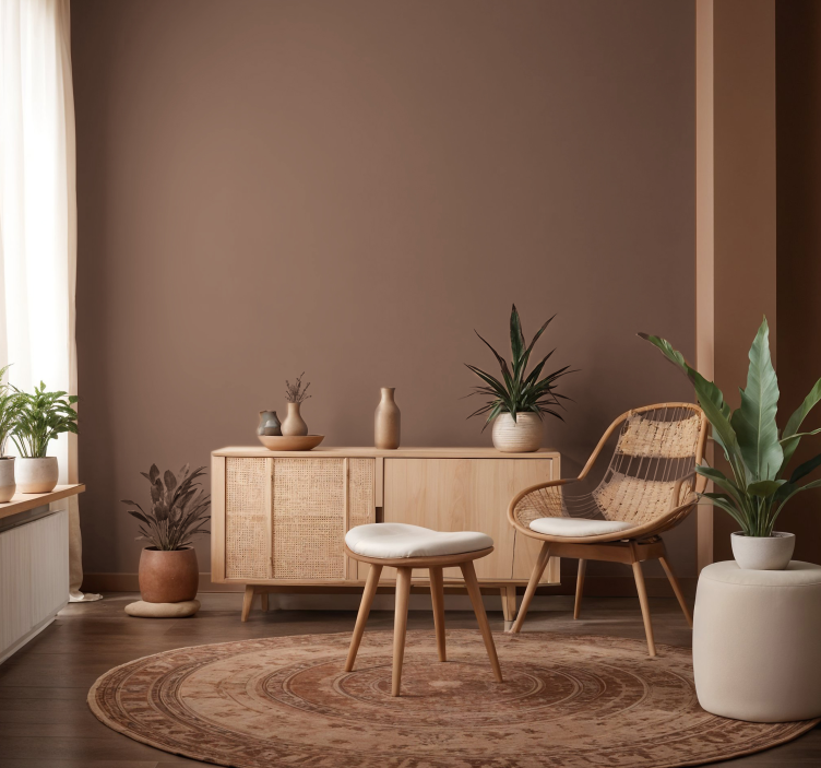 "Mocha Mousse" living room wallpaper - TenStickers