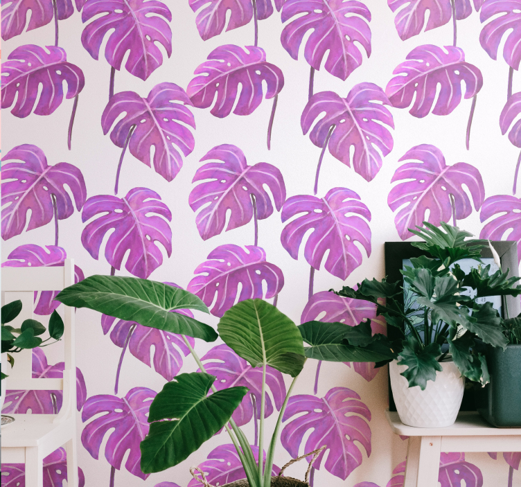 Monstera Deliciosa leaf wallpaper - TenStickers