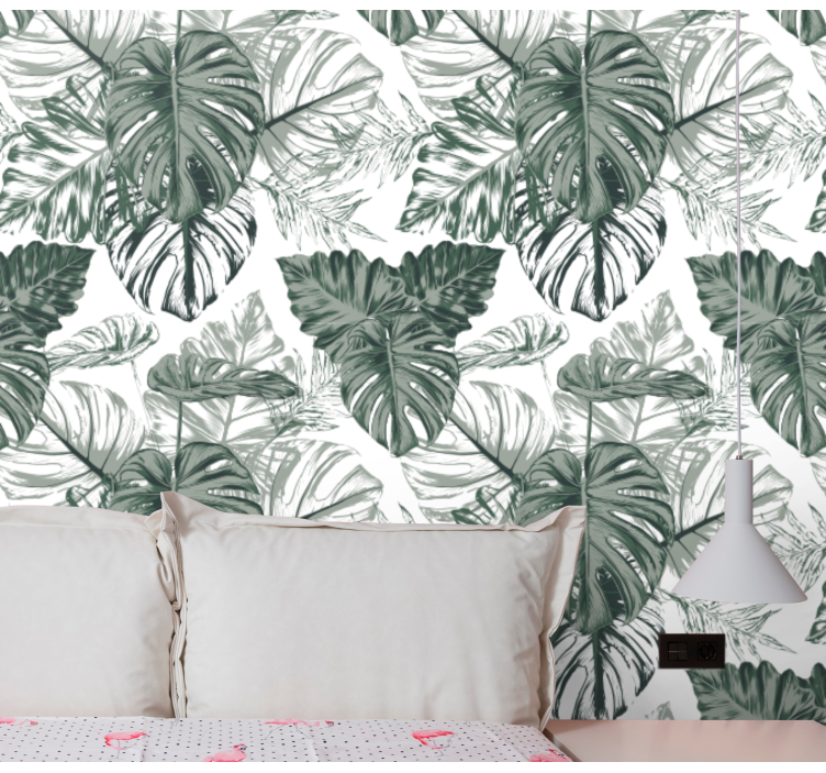 Monstera Foliage leaf wallpaper - TenStickers
