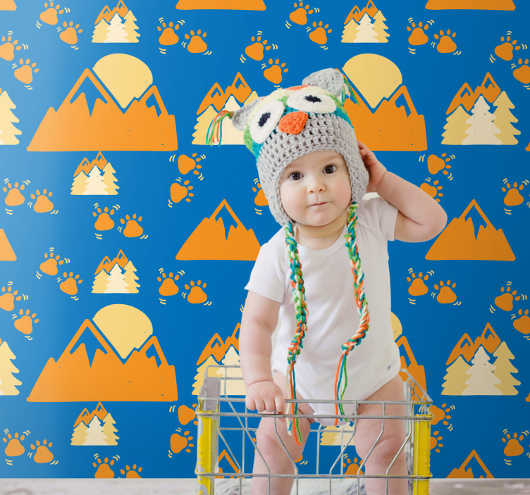Mountain Bear Adventure nursery wallpaper - TenStickers