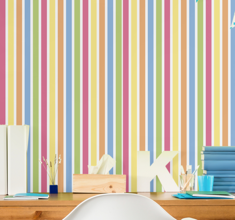 Multicolored Stripes horizontal wallpaper - TenStickers