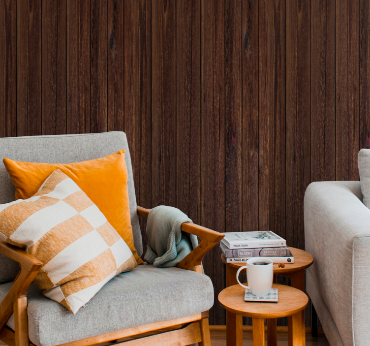 Natural dark brown wood effect wallpaper - TenStickers