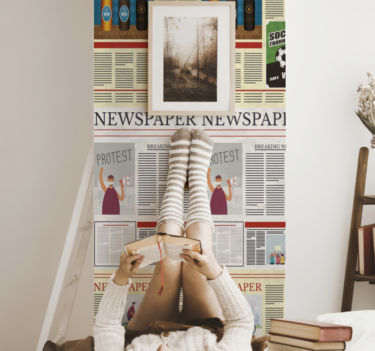 Newspaper Collage letters wallpaper - TenStickers
