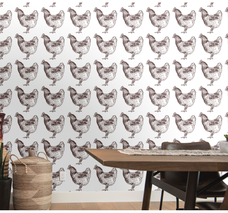 Original design hand drawn chicken wallpaper - TenStickers