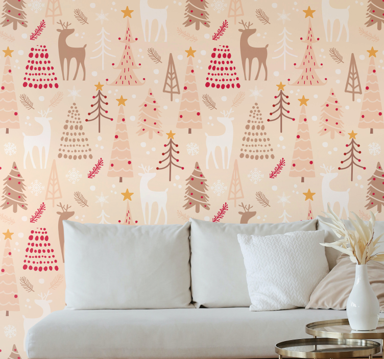 original reindeer pattern Living Room Wallpaper - TenStickers