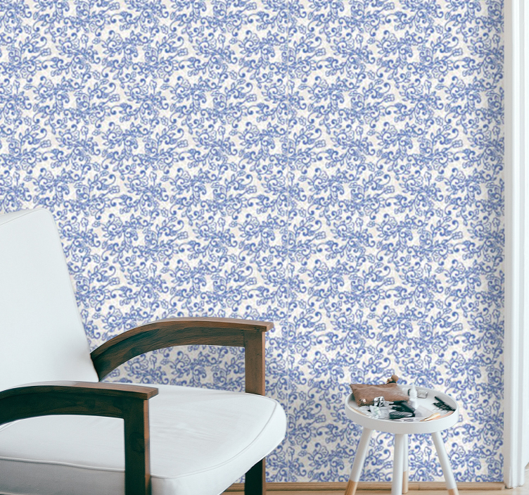 Ornamental Floral flower ornament wallpaper - TenStickers