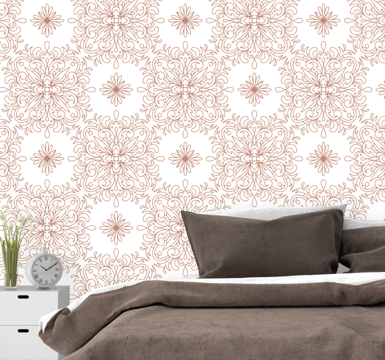 Ornate Floral flower ornament wallpaper - TenStickers