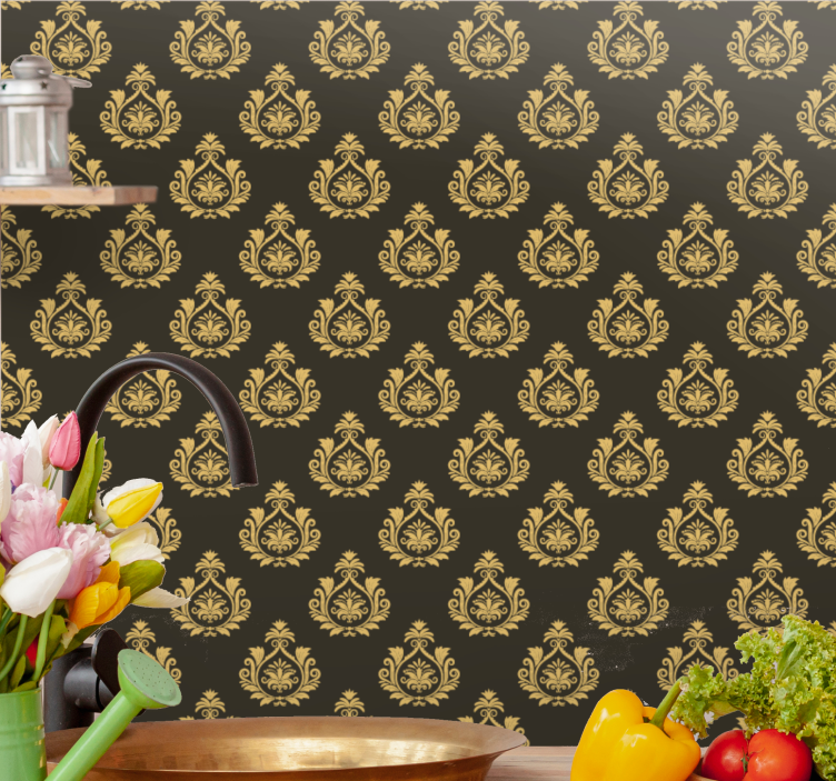 Ornate Foliage Motif baroque wallpaper - TenStickers