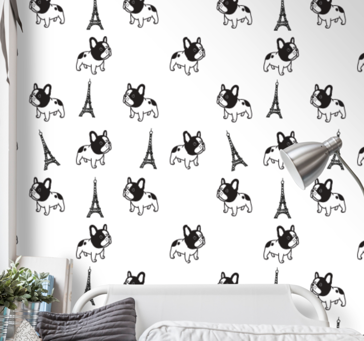 Parisian Pooches dogs wallpaper - TenStickers