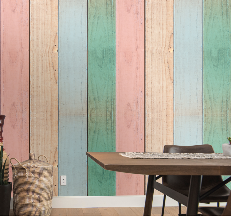 Pastel Plank Patterns wood effect wallpaper - TenStickers
