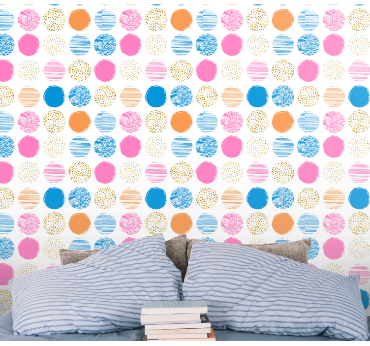 Patterned Circle Array polka dot wallpaper - TenStickers