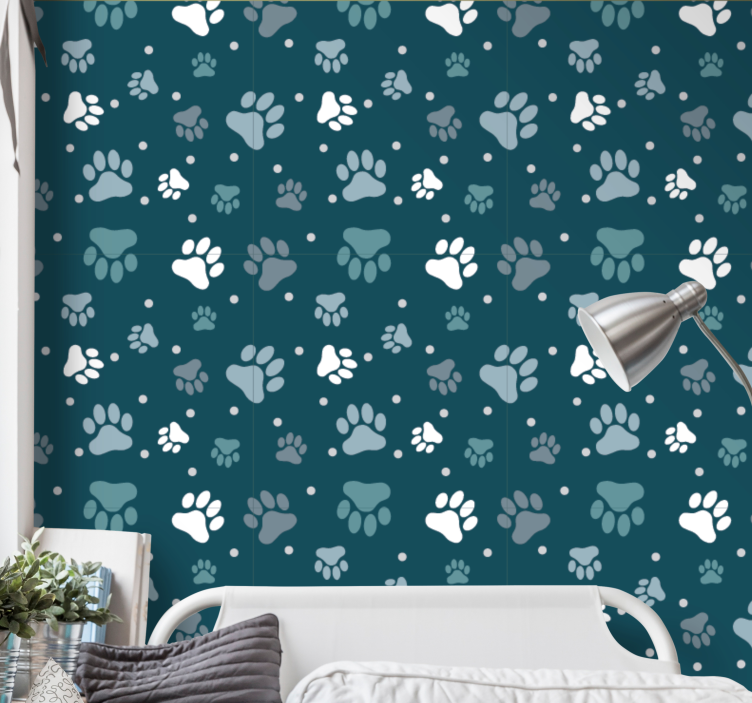 Paw Pattern dogs wallpaper - TenStickers