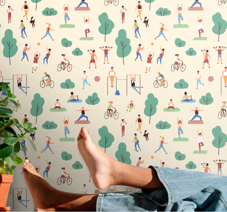 People doing different sports wallpaper - TenStickers