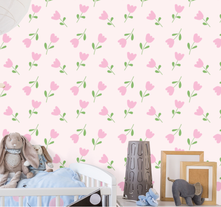Pink floral design flower wallpaper - TenStickers