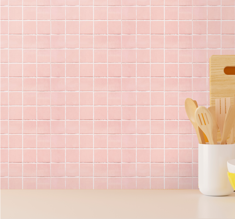 Pink Mosaic Pattern tile effect wallpaper - TenStickers