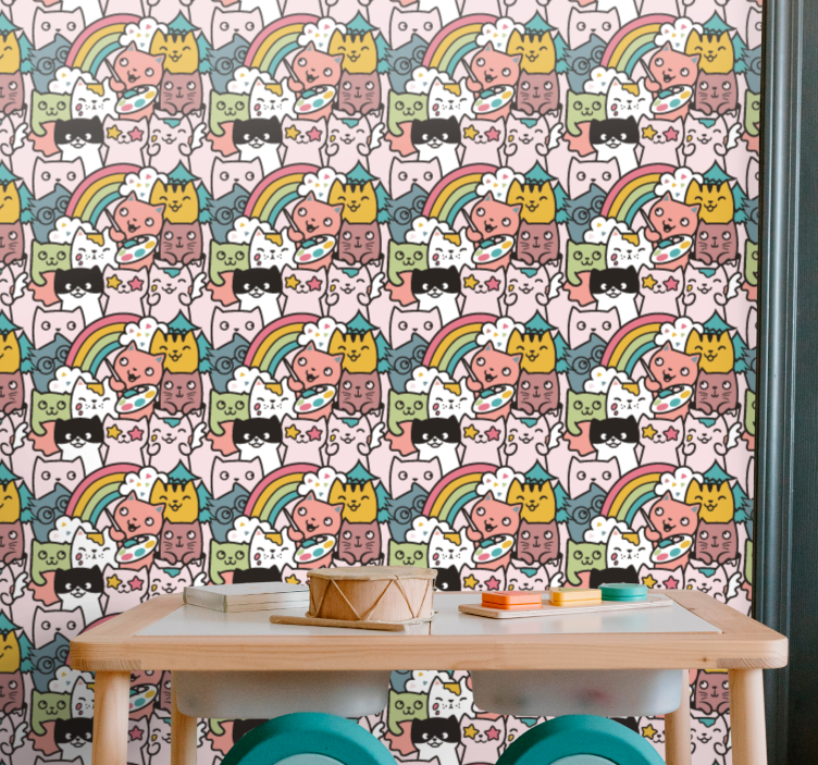 Playful Cat Unicorns nursery wallpaper - TenStickers
