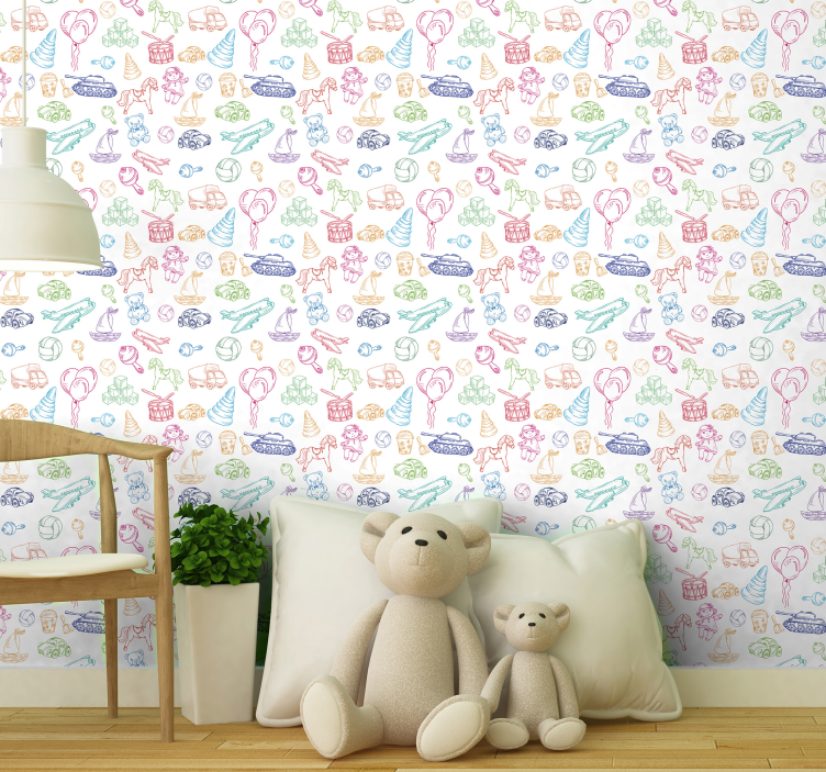 Playful Childhood Motifs nursery wallpaper - TenStickers