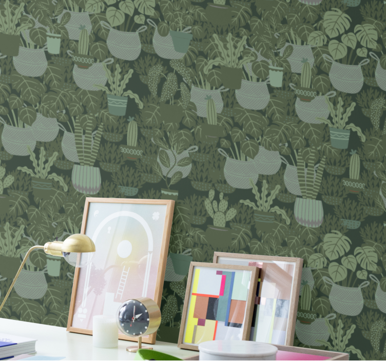 Potted Plant Patterns leaf wallpaper - TenStickers