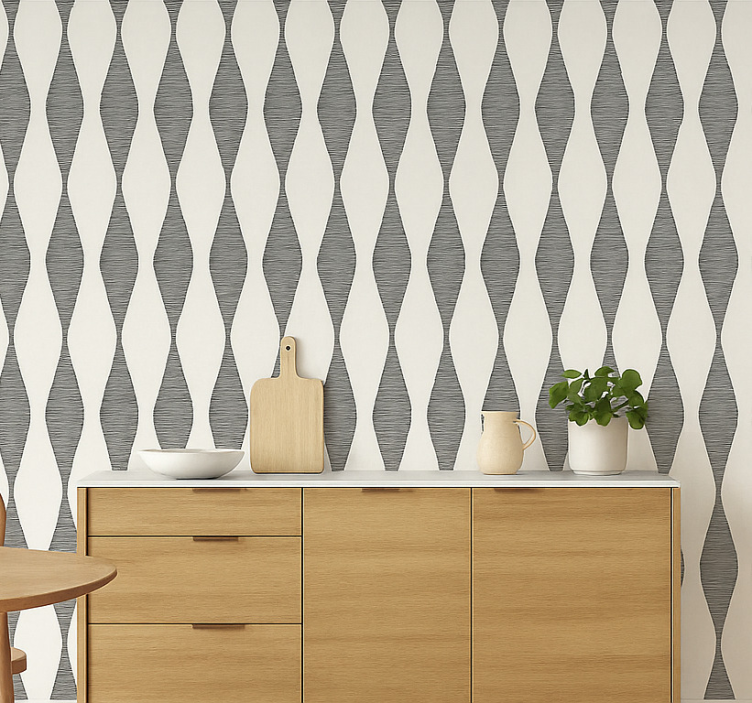 Rabaul ikaat beige motif kitchen wallpaper - TenStickers