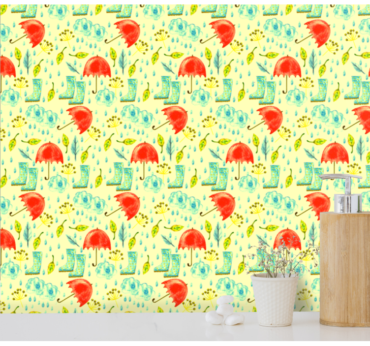 Rainy Day Pattern nature wallpaper - TenStickers