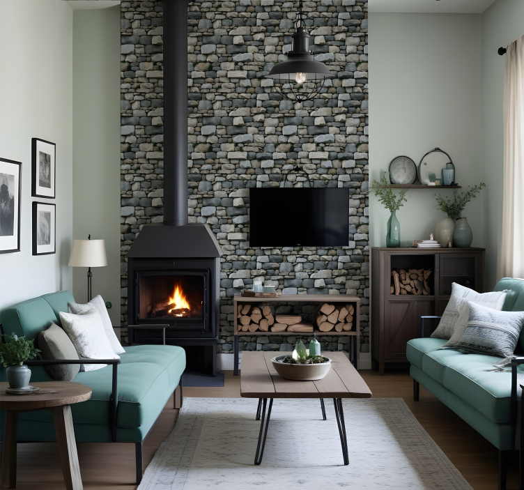 Realistic pattern stone effect wallpaper - TenStickers