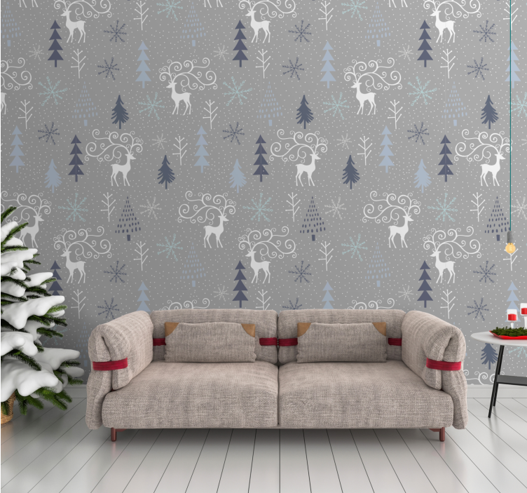 Reindeer Festive Motif christmas wallpaper - TenStickers