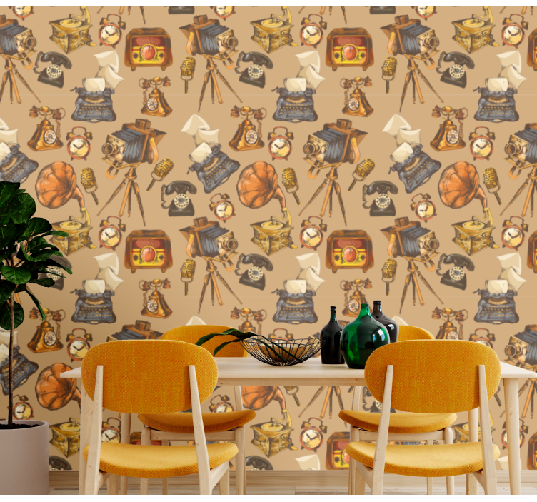 Retro Object Montage vintage wallpaper - TenStickers