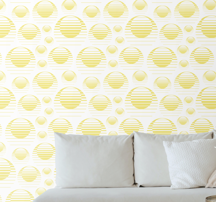 Retro sun draw yellow circles wallpaper - TenStickers