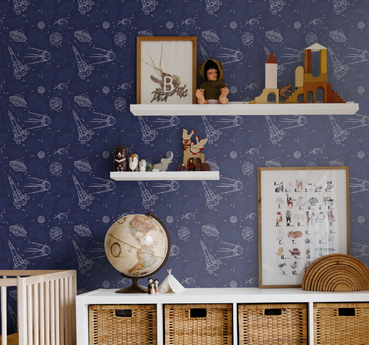 Rocket Space Adventure nursery wallpaper - TenStickers