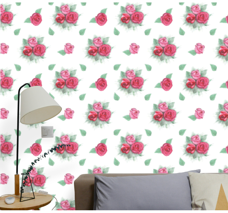 Rose Bouquet Pattern flower wallpaper - TenStickers