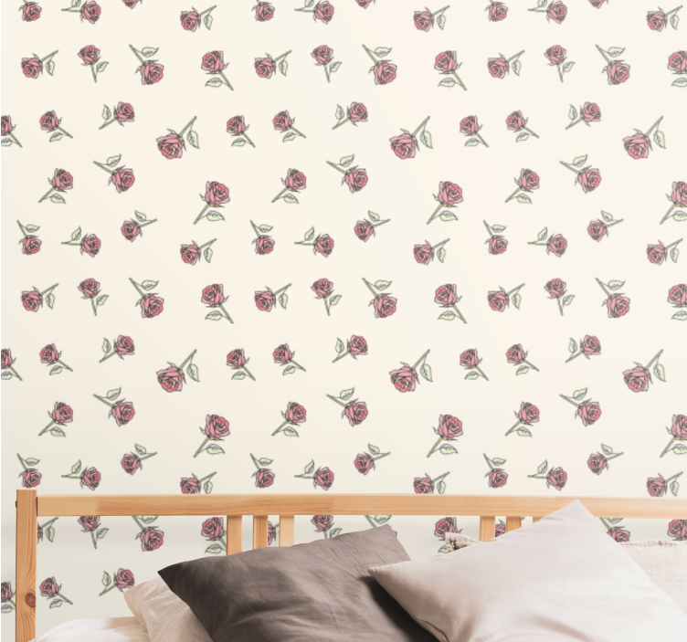 Rose Pattern Repeat flower wallpaper - TenStickers