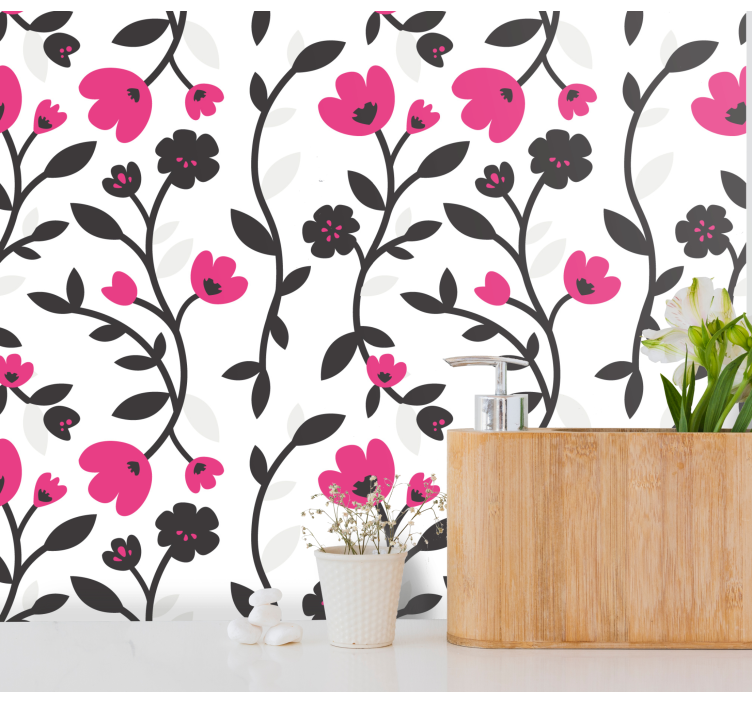 Rose texture bathroom wallpaper - TenStickers