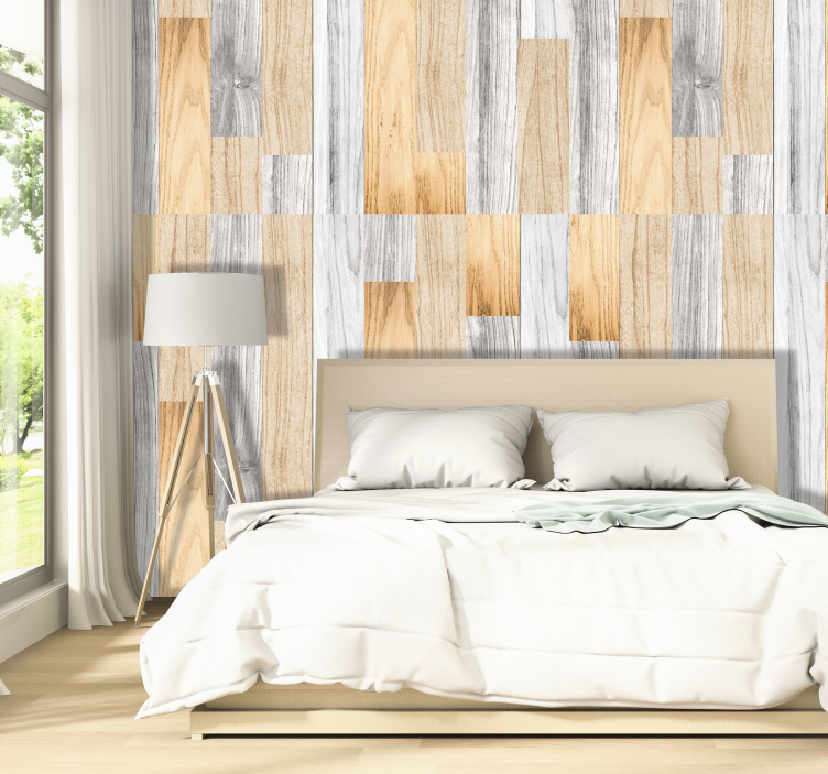 Rustic Planked Wood Effect Wallpaper - TenStickers