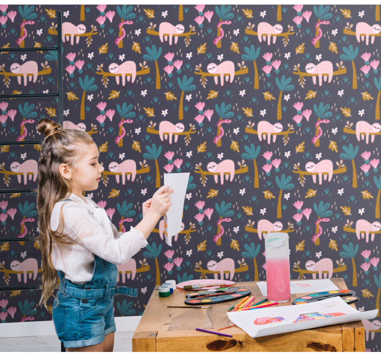 Pink Sloths more animal wallpaper - TenStickers