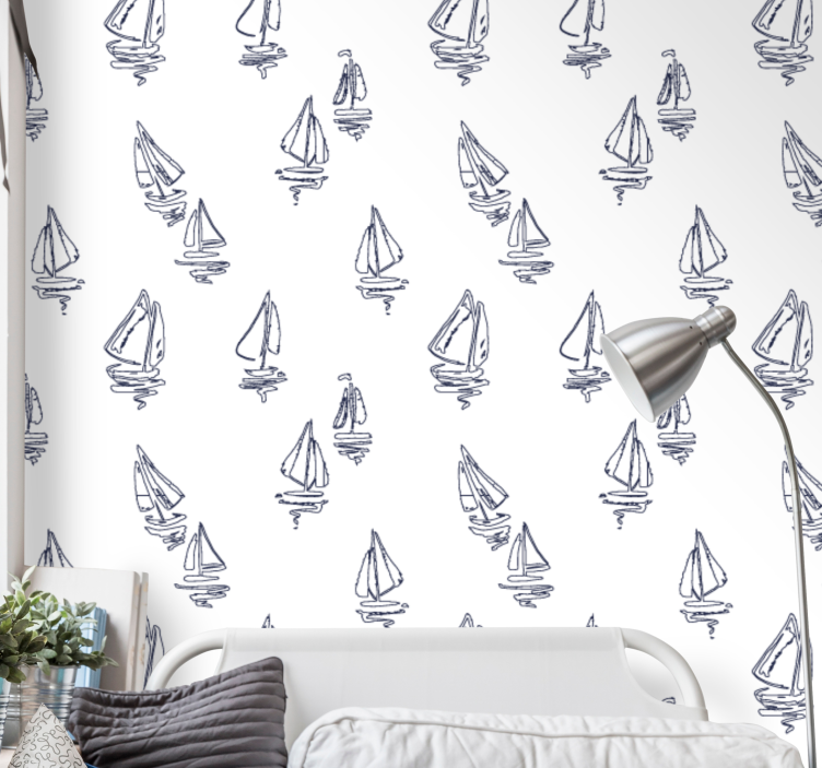 Sailboats Décor wallpaper abstract - TenStickers